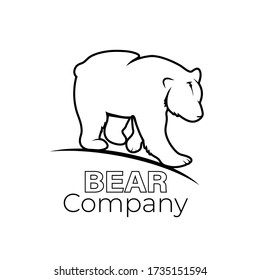 Line drawing of big grizzly bear for company logo identity. Business corporation icon concept. Continuous line draw design illustration.