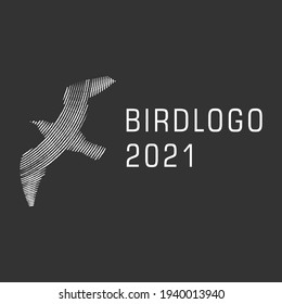 Line drawing bird element for logos or decorative elements. Vector illustration of animal shape in trendy line style.