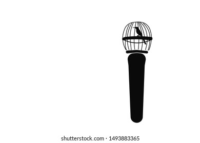 line drawing of bird microphone inside vector illustration, simple, hand drawn design concept.