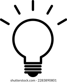 A line drawing black and white icon showing how a light bulb shines