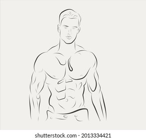 line drawing of a bodybuilder 