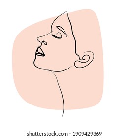 Line drawing Boho. Woman face continuous line drawing. Fashion contemporary elements with ethnic female faces, shapes in modern Ink painting style. Minimalistic aesthetic concept