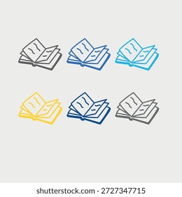 Vector de iconos de libro de dibujo de línea.
