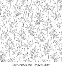 Line drawing botanical foliage floral illustration 02 01 leaf