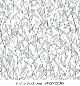 Line drawing botanical foliage floral illustration 02 elegant background