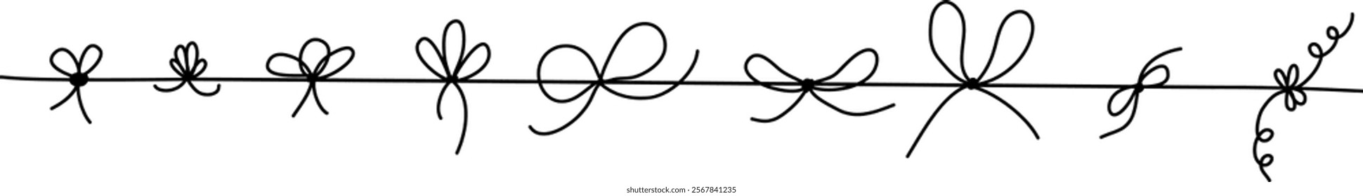 Line Drawing Bow Gift Ribbon Vector Illustration