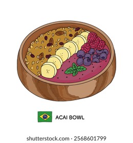 Line drawing of Brazilian acai bowl