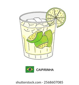 
Line drawing of Brazilian alcohol Caipirinha