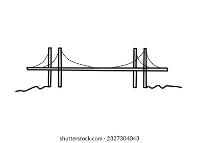 Line drawing of bridge isolated on white background. vector illustration.