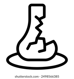 Dibujo de línea de una botella de vidrio roto, destacando los peligros del vidrio roto