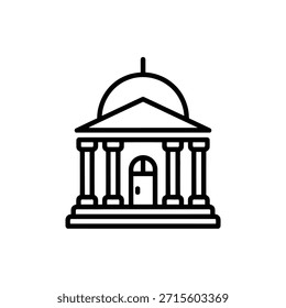 desenho em linha de um edifício com colunas e cúpula