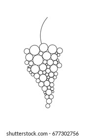 Line drawing of a bunch of grapes. Vector illustration. 