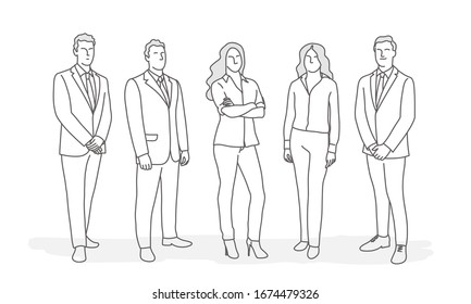 Line drawing of business people. Business concept.