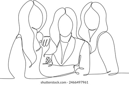 Line drawing of business women. Drawing of office workers. Without artificial intelligence