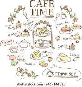 Line drawing cafe menu material - Cafe Time