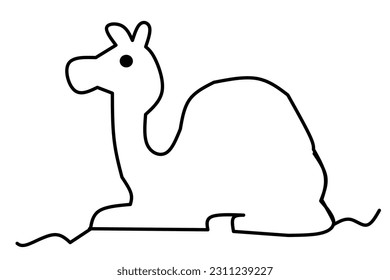 line drawing Camel isolated on white background. Camel sketch vector illustration.