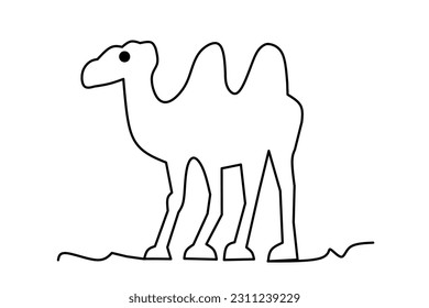 line drawing Camel isolated on white background. Camel sketch vector illustration.