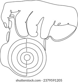  line drawing of a camera. Linear style and hand drawn photo camera.Vector illustration, outline