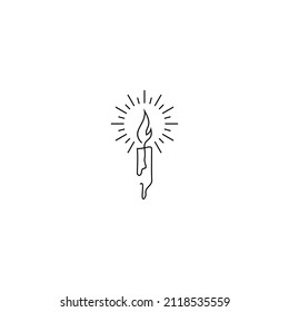 Line Drawing Candle Light Logo	