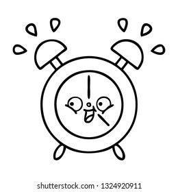 dibujo en línea de un reloj despertador