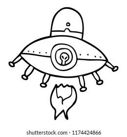 Line Drawing Cartoon Alien Spaceship Stock Vector (Royalty Free) 1174424866