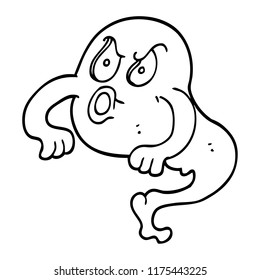 line drawing cartoon angry ghost