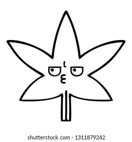 line drawing cartoon of a autumnal leaf