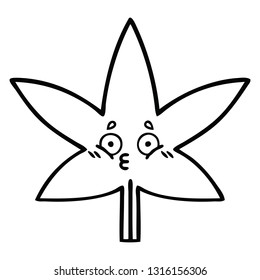 line drawing cartoon of a autumnal leaf