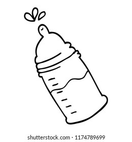 line drawing cartoon baby bottle