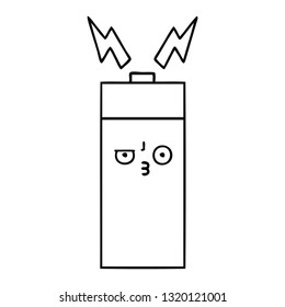 line drawing cartoon of a battery