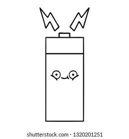 line drawing cartoon of a battery