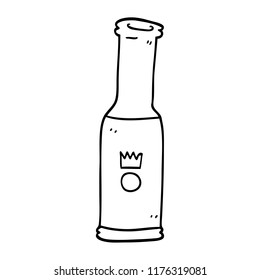 line drawing cartoon beer bottle
