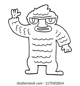 line drawing cartoon big yeti