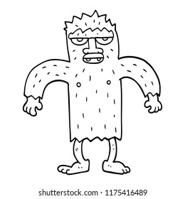 line drawing cartoon bigfoot creature
