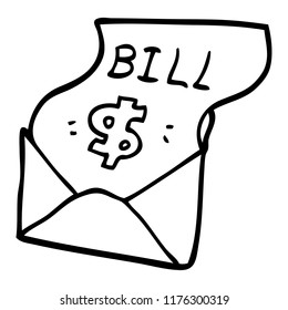 line drawing cartoon bill in envelope