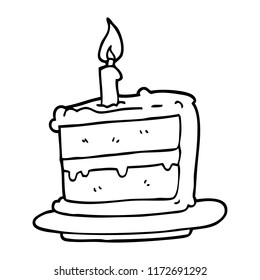 line drawing cartoon birthday cake