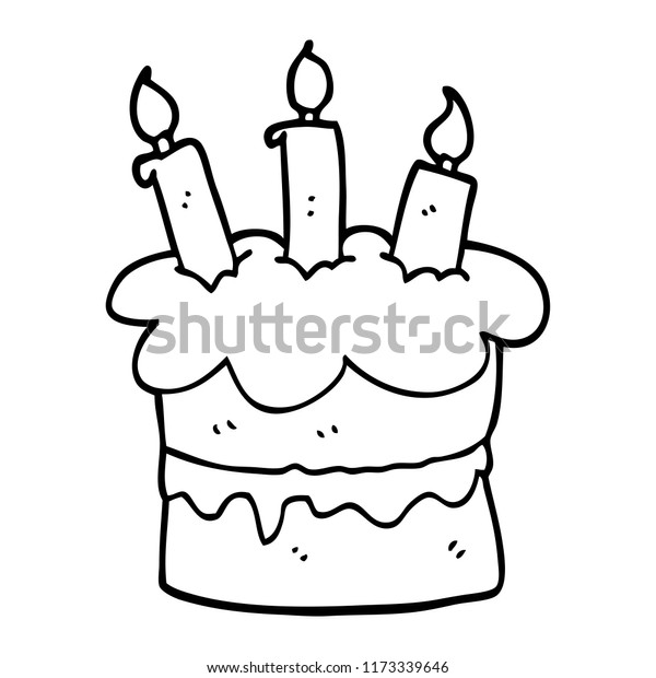 Line Drawing Cartoon Birthday Cake Stock Vector Royalty Free 1173339646