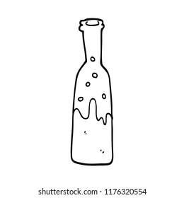 Line Drawing Cartoon Bottle Sloshing Wine Stock Vector (Royalty Free