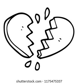 line drawing cartoon broken heart
