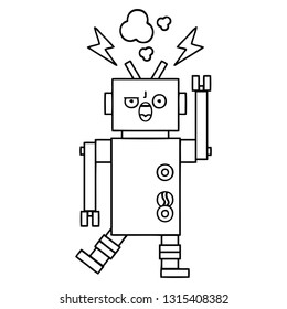 dibujo en línea de un robot roto