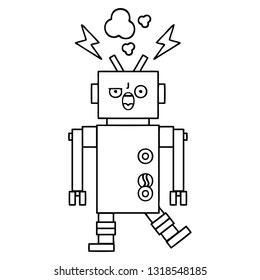 dibujo en línea de un robot roto
