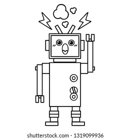 dibujo en línea de un robot roto
