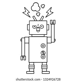 dibujo en línea de un robot roto