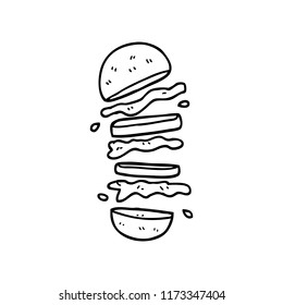 Line Drawing Cartoon Burger Stock Vector (Royalty Free) 1173347404 ...