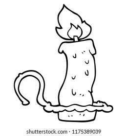 line drawing cartoon burning halloween candle