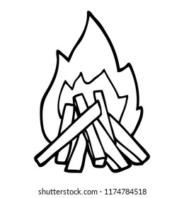 linha de desenho desenho de desenho de cartoon acampamento de fogo