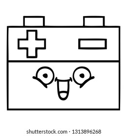 line drawing cartoon of a car battery
