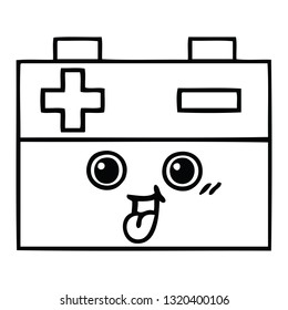 line drawing cartoon of a car battery