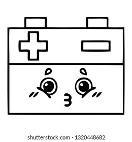 line drawing cartoon of a car battery