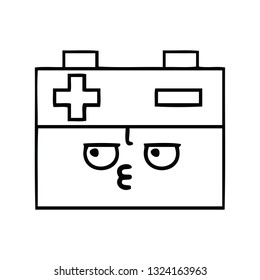 line drawing cartoon of a car battery